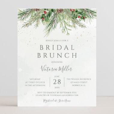 Budget Rustic Winter Greenery Bridal Brunch Invite