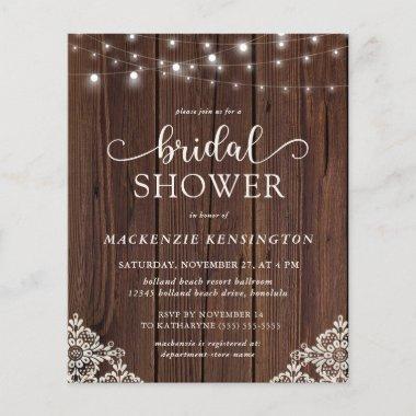BUDGET Rustic Wood String Light Lace Bridal Shower