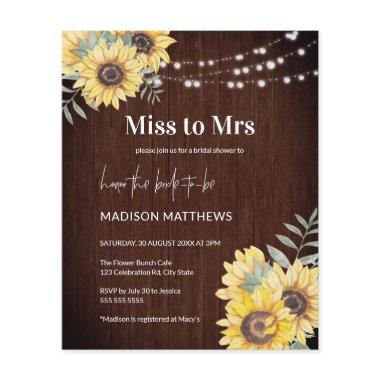 Budget Rustic Wood Sunflower Lights Miss to Mrs Flyer