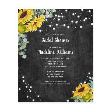 BUDGET Rustic Wood Sunflowers Bridal Shower Invite