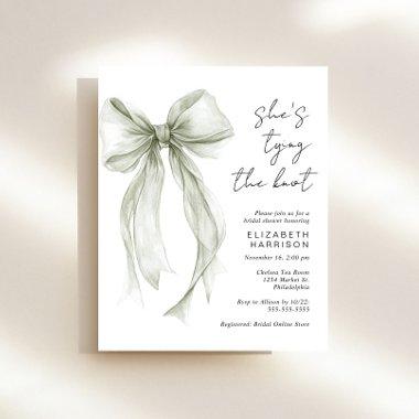 Budget Sage Bow Watercolor  Invite