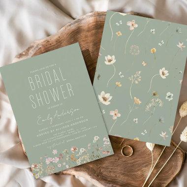 Budget Sage Green Boho Wildflower Bridal Shower