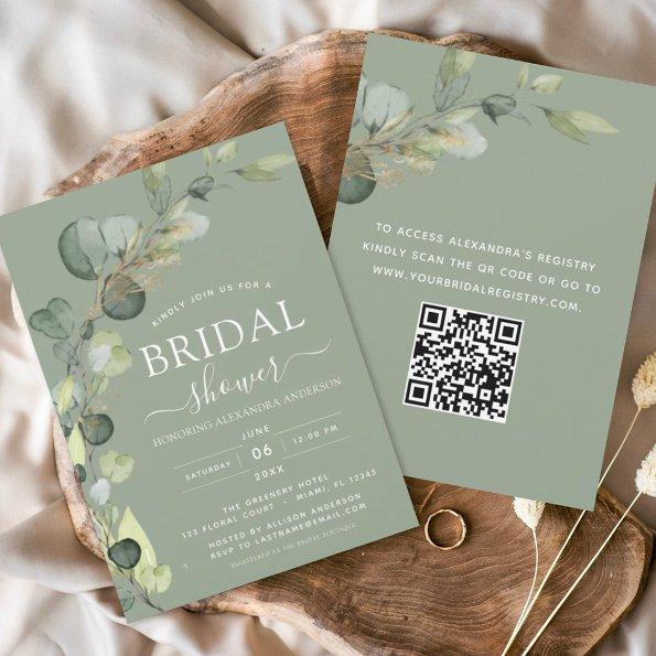 Budget Sage Green QR Code  Eucalyptus