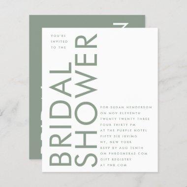 Budget Sage Green Ultra Bridal Shower Invite