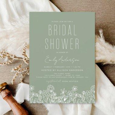 Budget Sage Green Wildflower  Elegant