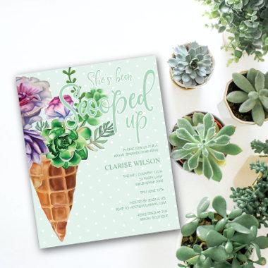 BUDGET Scooped Up Green Bridal Shower Invite