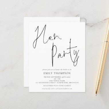 Budget Script Hen Party Any Color Invitations