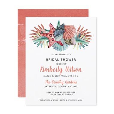 Budget Sea Coral Beach Bridal Shower Invitations