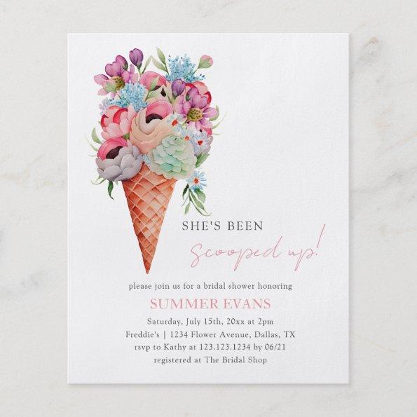 Budget She's Been Scooped Up Bridal Shower Flyer