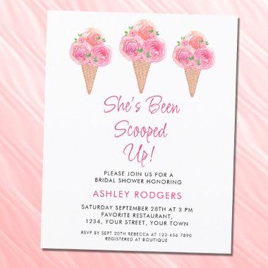 Budget She's Been Scooped Up Bridal Shower Invite