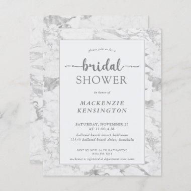 Budget Silver Foil Marble Bridal Shower Invitations