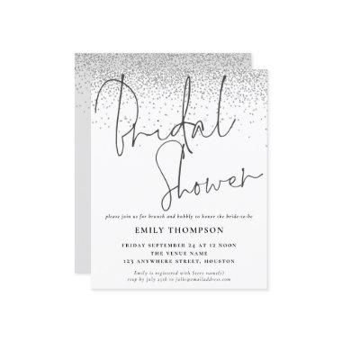 Budget Silver Glitter Bridal Shower Invitations