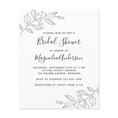 BUDGET Simple Botanical Bridal Shower Invitations