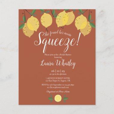 Budget Squeeze Lemons Bridal Shower Invite