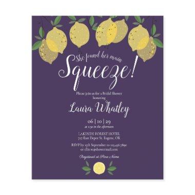 Budget Squeeze Lemons Purple Bridal Shower Invite