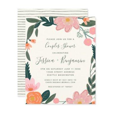 Budget Stylish Pink Garden Floral Couples Shower