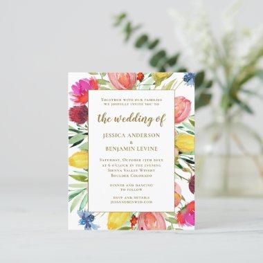 Budget Stylish Watercolor Garden Wedding Invite
