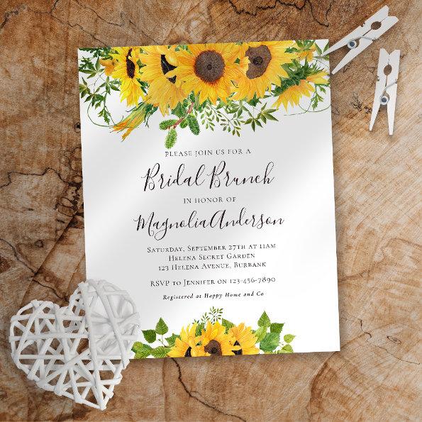 Budget Sunflower Bridal Shower Brunch Invitations