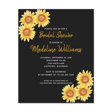 Budget Sunflower Bridal Shower Invitations Black