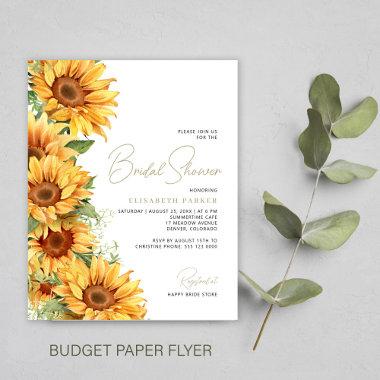 Budget sunflower elegant bridal shower Invitations flyer