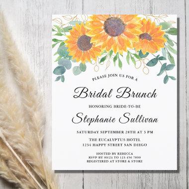 Budget Sunflower Eucalyptus Bridal Brunch Invite