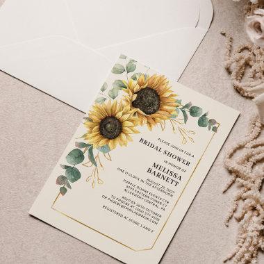 Budget Sunflower Eucalyptus Bridal Shower Invite