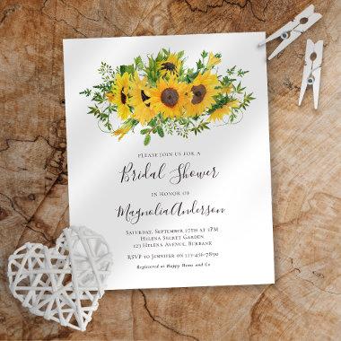 Budget Sunflower Floral Bridal Shower Invitations