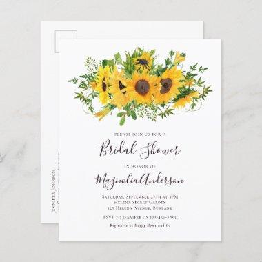 Budget Sunflower Floral Bridal Shower PostInvitations