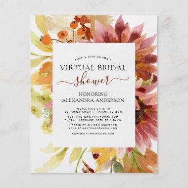 Budget Sunflower Virtual Bridal Shower Burgundy Flyer