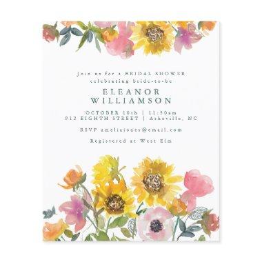 Budget Sunflower Watercolor Bridal Shower Invite