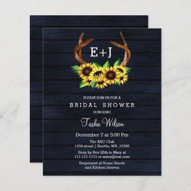Budget Sunflowers Antlers Bridal Shower Invitations