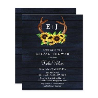 Budget Sunflowers Antlers Bridal Shower Invitations