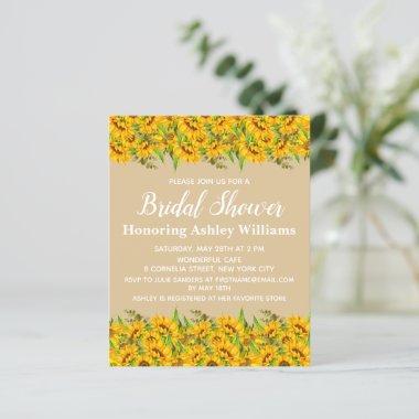 Budget Sunflowers Bridal Shower Invitations Simple