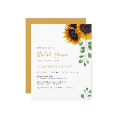 Budget sunflowers eucalyptus bridal shower invite