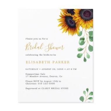 Budget sunflowers eucalyptus  invite flyer