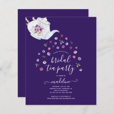 BUDGET Teapot Floral Bridal Tea Party Invitations