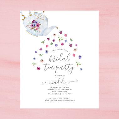 BUDGET Teapot Floral Bridal Tea Party Invitations