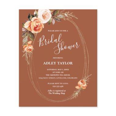 Budget Terracotta Boho Floral Bridal Shower Invite