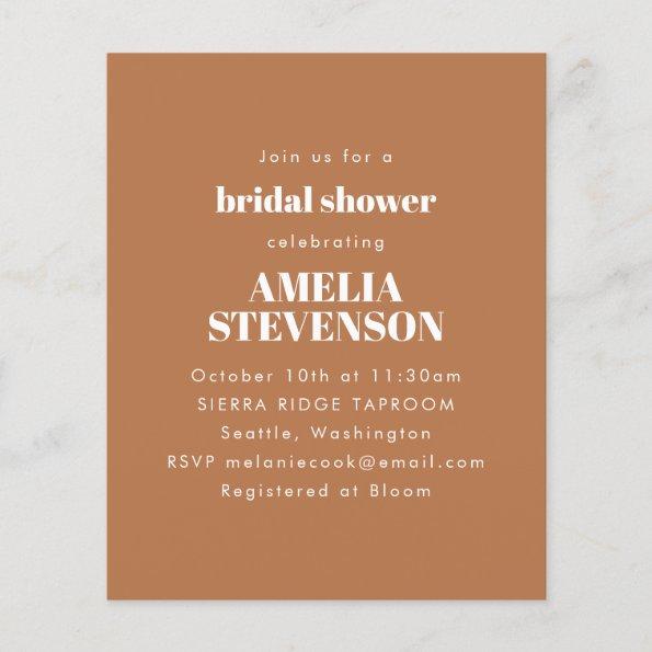 Budget Terracotta Minimalist Bridal Shower Invite