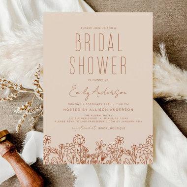 Budget Terracotta Wildflower Bridal Shower Elegant Flyer