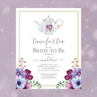 BUDGET Time For Tea Floral Bridal Shower Invite