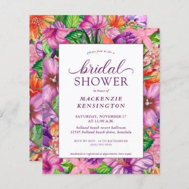 Budget Tropical Floral Bridal Shower Invitations