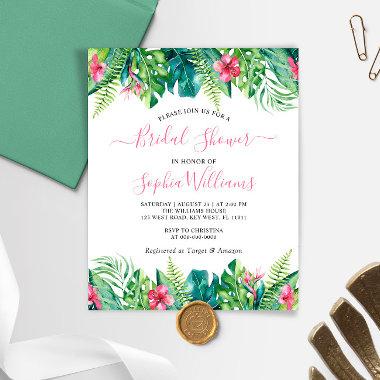 Budget Tropical Flowers Bridal Shower Invitations