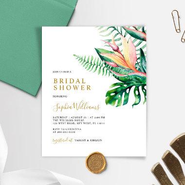 Budget Tropical Greenery Bridal Shower Invitations
