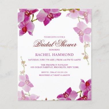 Budget Tropical Orchid Bridal Shower Invitations
