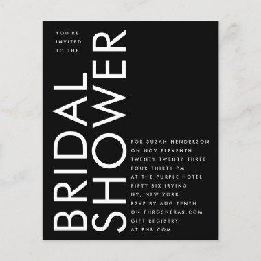 Budget Ultra Modern Black Bridal Shower Invite