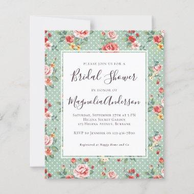 Budget Vintage Floral Bridal Shower Invitations