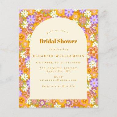 Budget Vintage Orange Floral Bridal Shower Invite