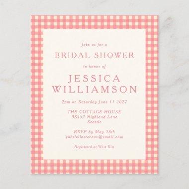 Budget Vintage Pink Plaid Bridal Shower Invite