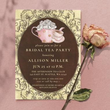 Budget Vintage Tea Party Bridal Shower Invitations